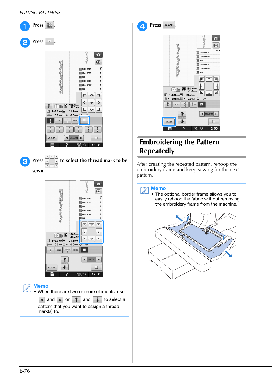 Embroidering the pattern repeatedly | Brother Innov-is V5 User Manual | Page 256 / 312