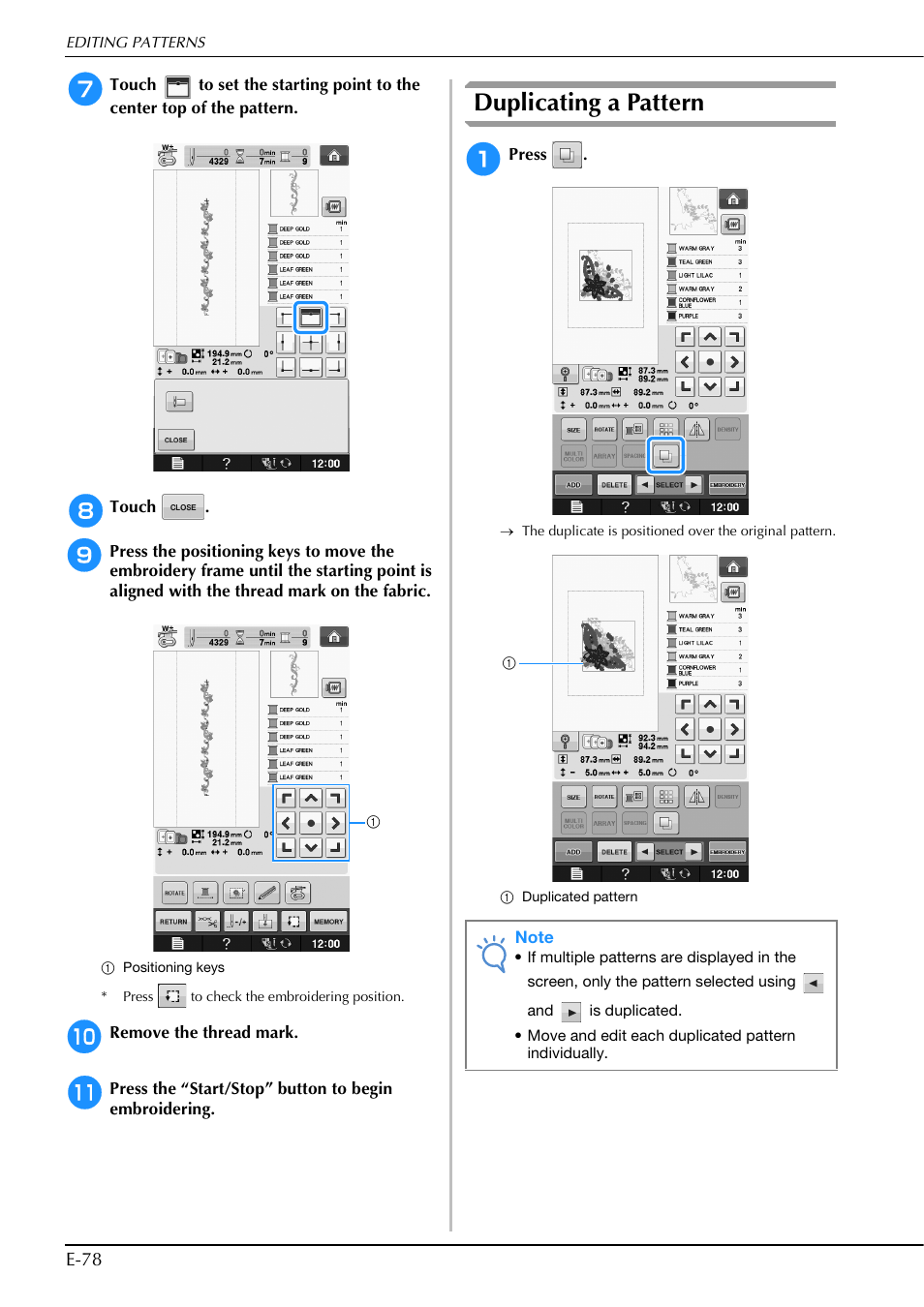 Duplicating a pattern | Brother Innov-is V5 User Manual | Page 258 / 312
