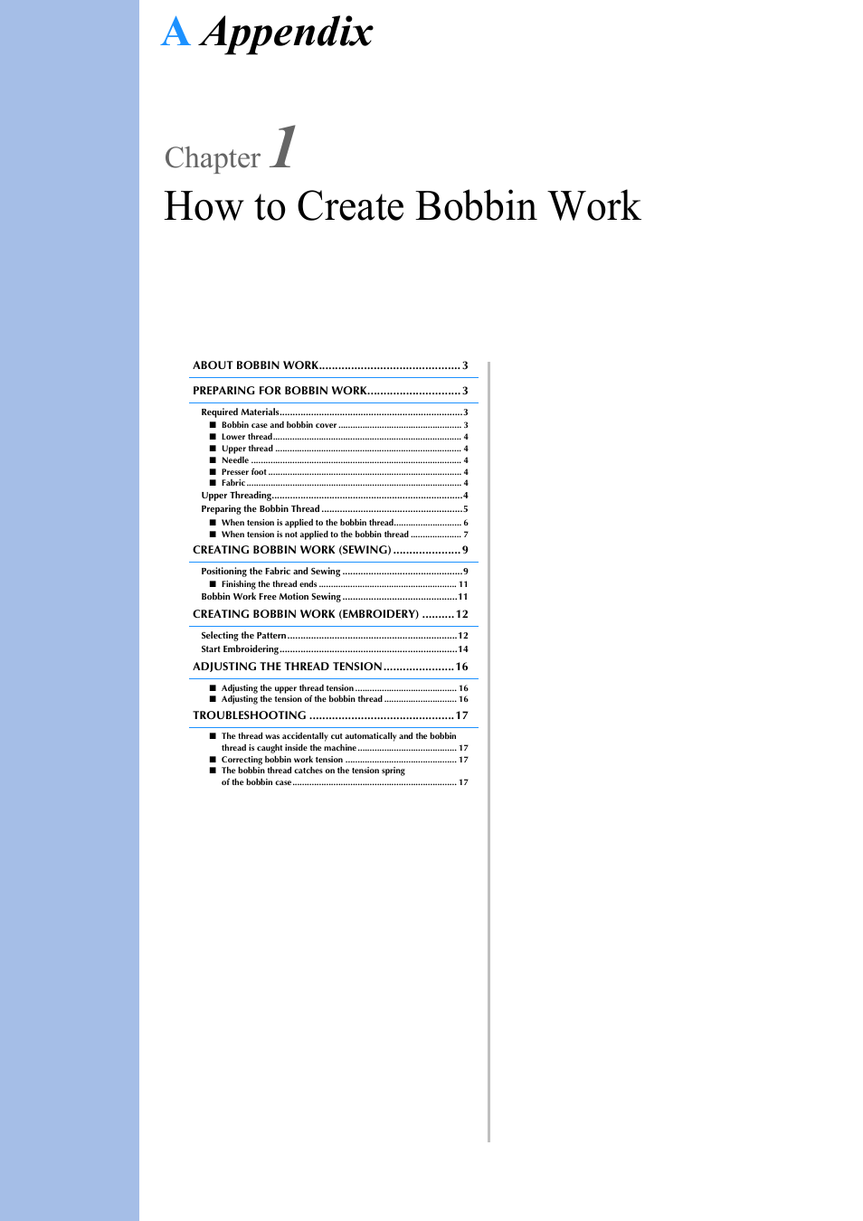 Aappendix how to create bobbin work, Chapter | Brother Innov-is V5 User Manual | Page 268 / 312