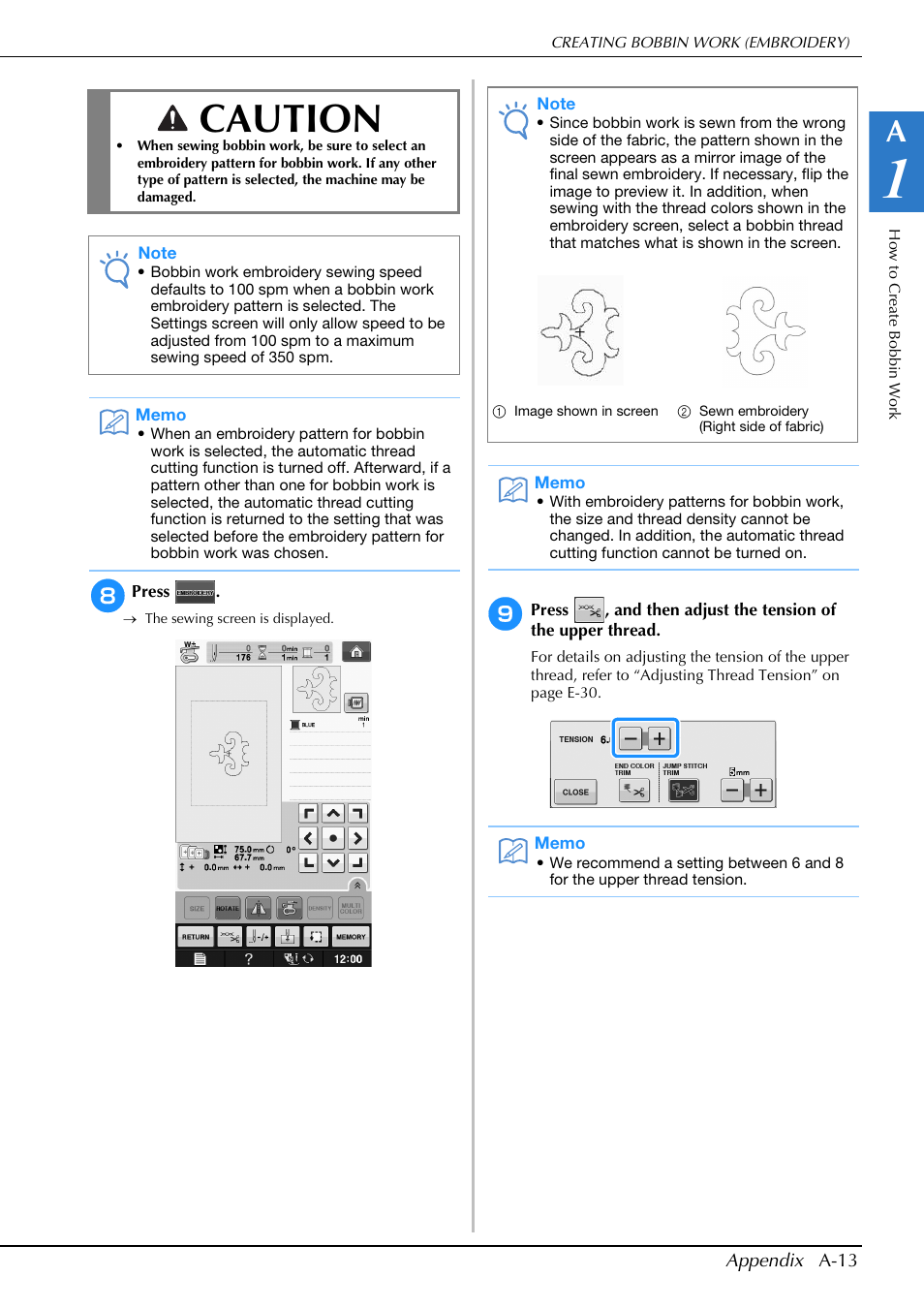 Caution | Brother Innov-is V5 User Manual | Page 279 / 312