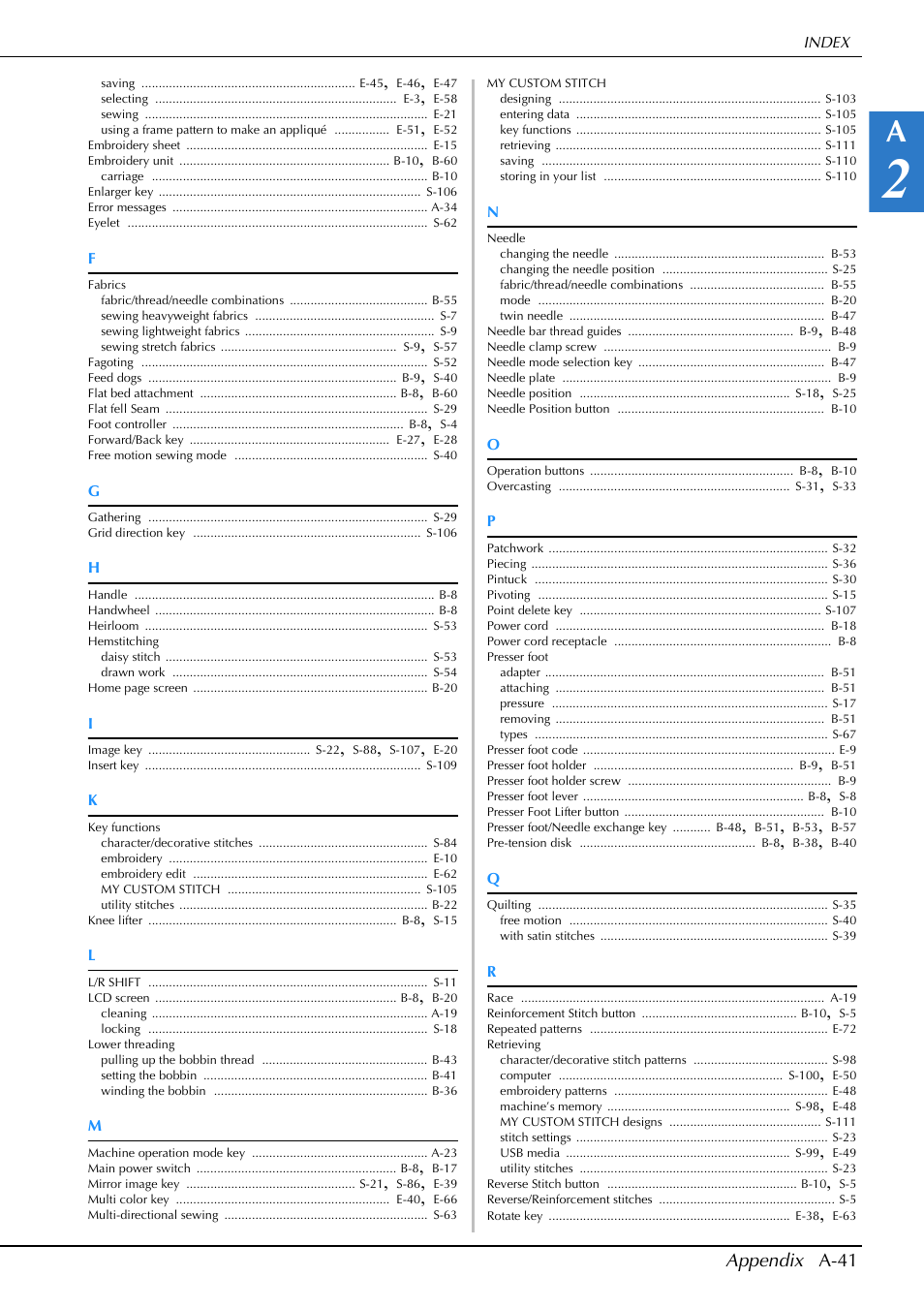 Appendix a-41 | Brother Innov-is V5 User Manual | Page 307 / 312