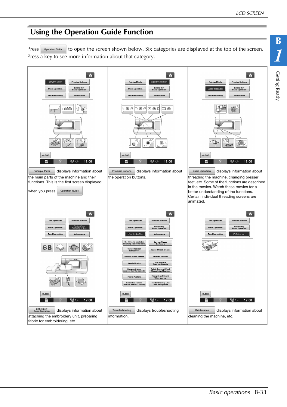 Using the operation guide function | Brother Innov-is V5 User Manual | Page 35 / 312