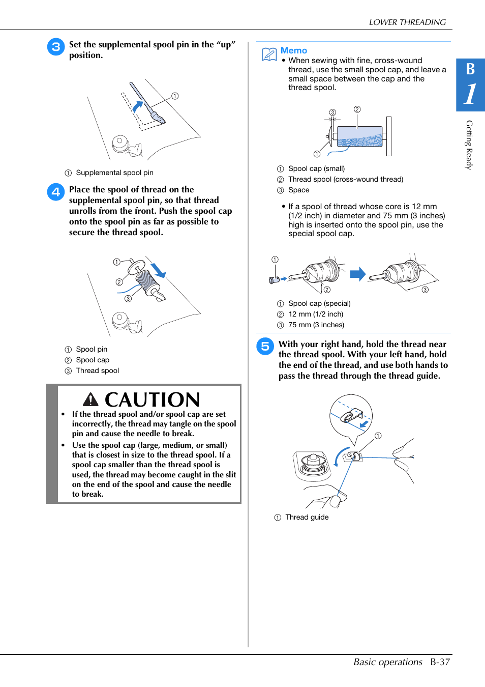 Caution | Brother Innov-is V5 User Manual | Page 39 / 312