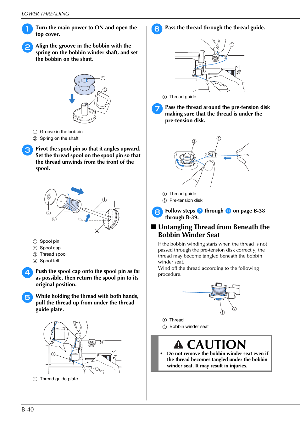 Caution | Brother Innov-is V5 User Manual | Page 42 / 312
