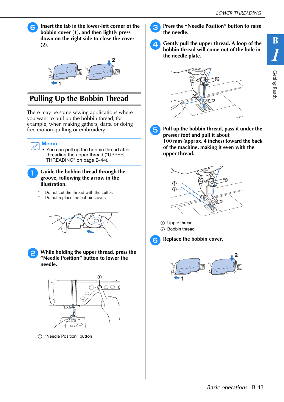 Pulling up the bobbin thread | Brother Innov-is V5 User Manual | Page 45 / 312