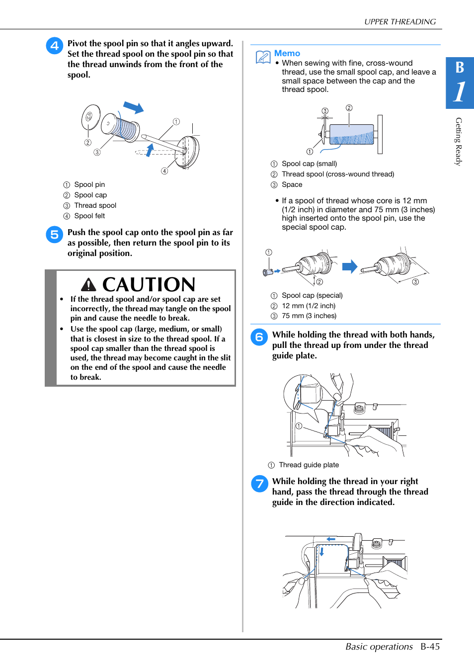 Caution | Brother Innov-is V5 User Manual | Page 47 / 312