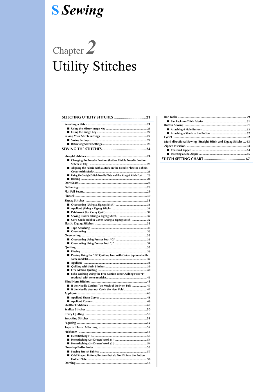 Ssewing utility stitches, Chapter | Brother Innov-is V5 User Manual | Page 88 / 312