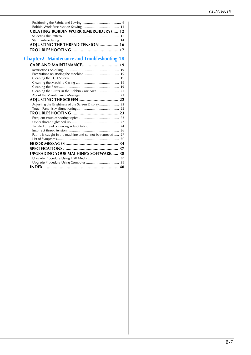 Chapter2 maintenance and troubleshooting 18 | Brother Innov-is V5 User Manual | Page 9 / 312