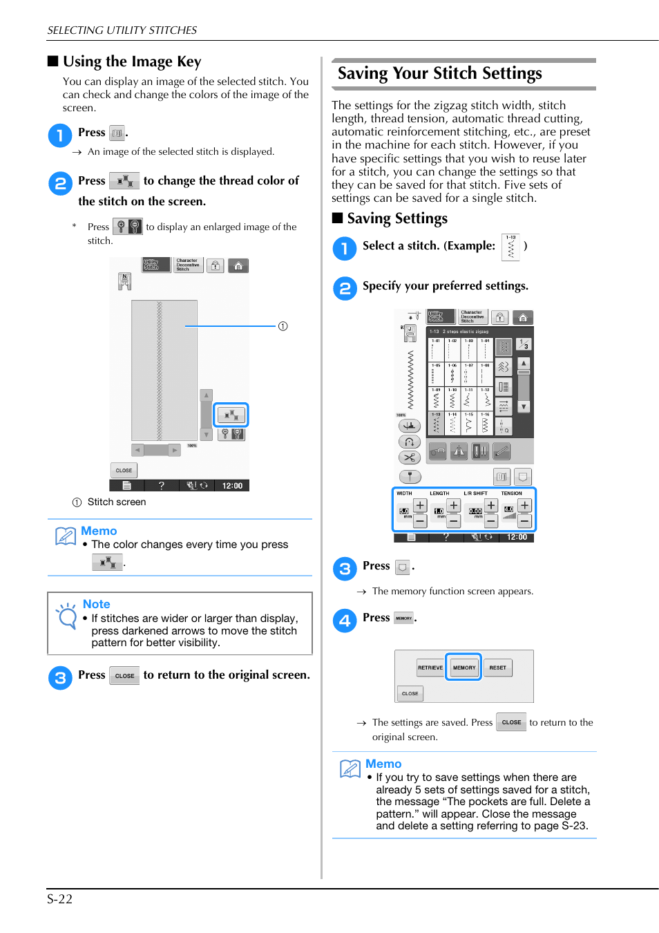 Saving your stitch settings, Using the image key, Saving settings | Brother Innov-is V5 User Manual | Page 90 / 312