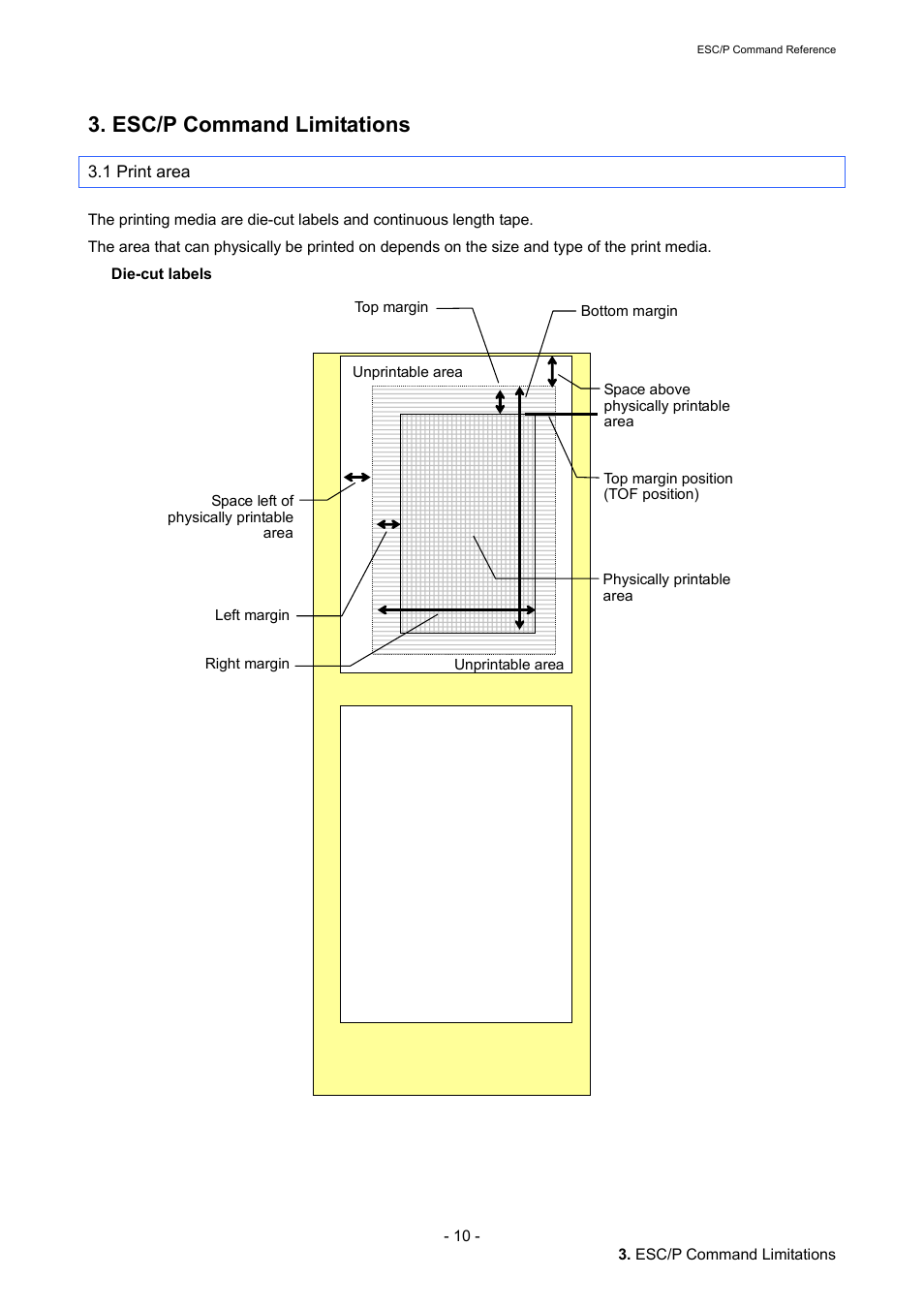 Esc/p command limitations, 1 print area | Brother QL-720NW User Manual | Page 16 / 117