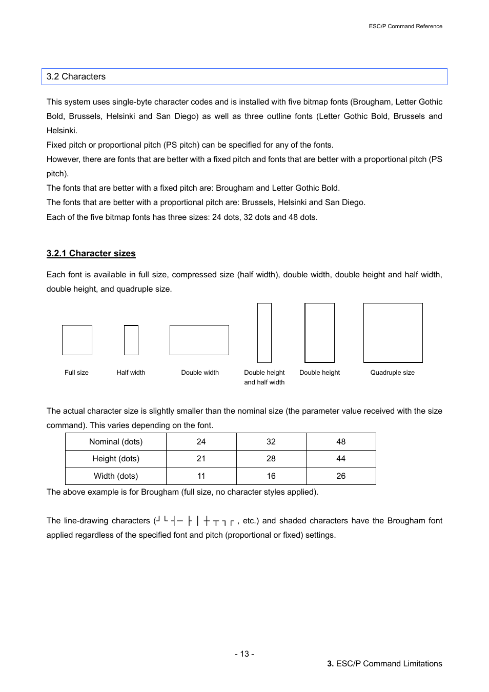 2 characters, 1 character sizes | Brother QL-720NW User Manual | Page 19 / 117