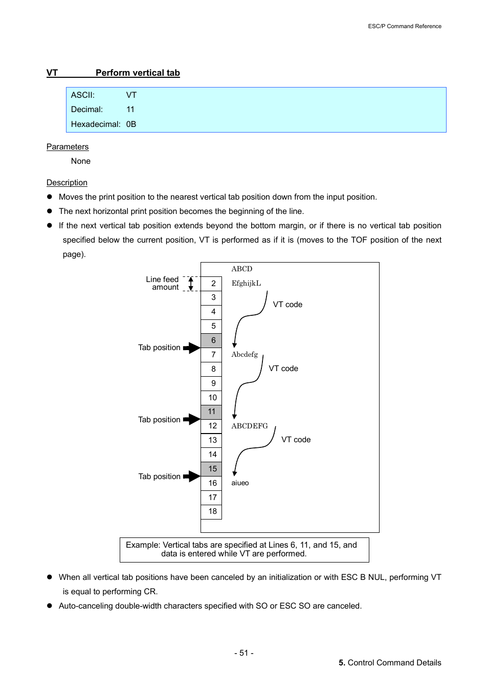 Vt perform vertical tab, Perform vertical tab | Brother QL-720NW User Manual | Page 57 / 117