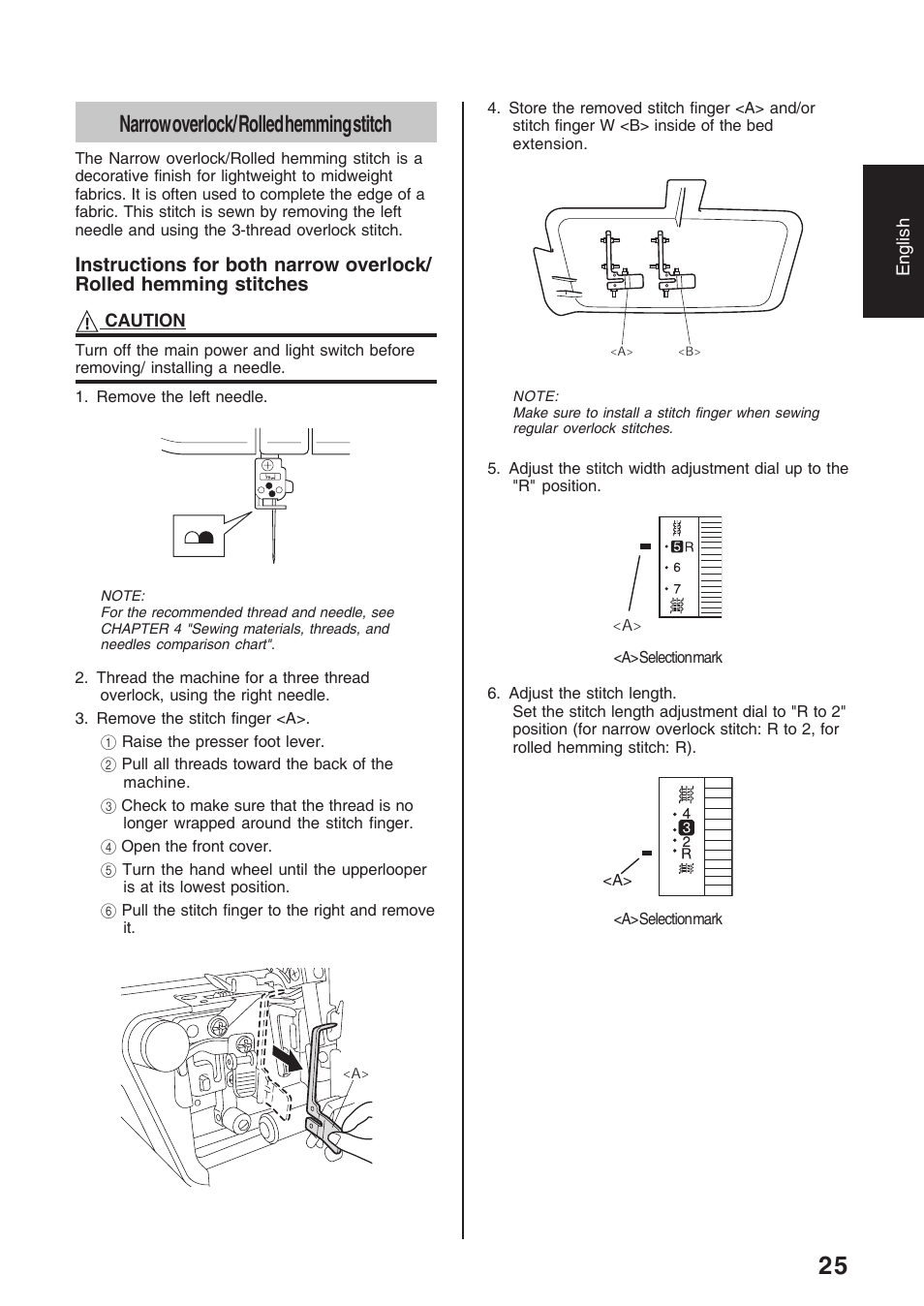 Narrow overlock/ rolled hemming stitch | Brother 4234D User Manual | Page 29 / 80