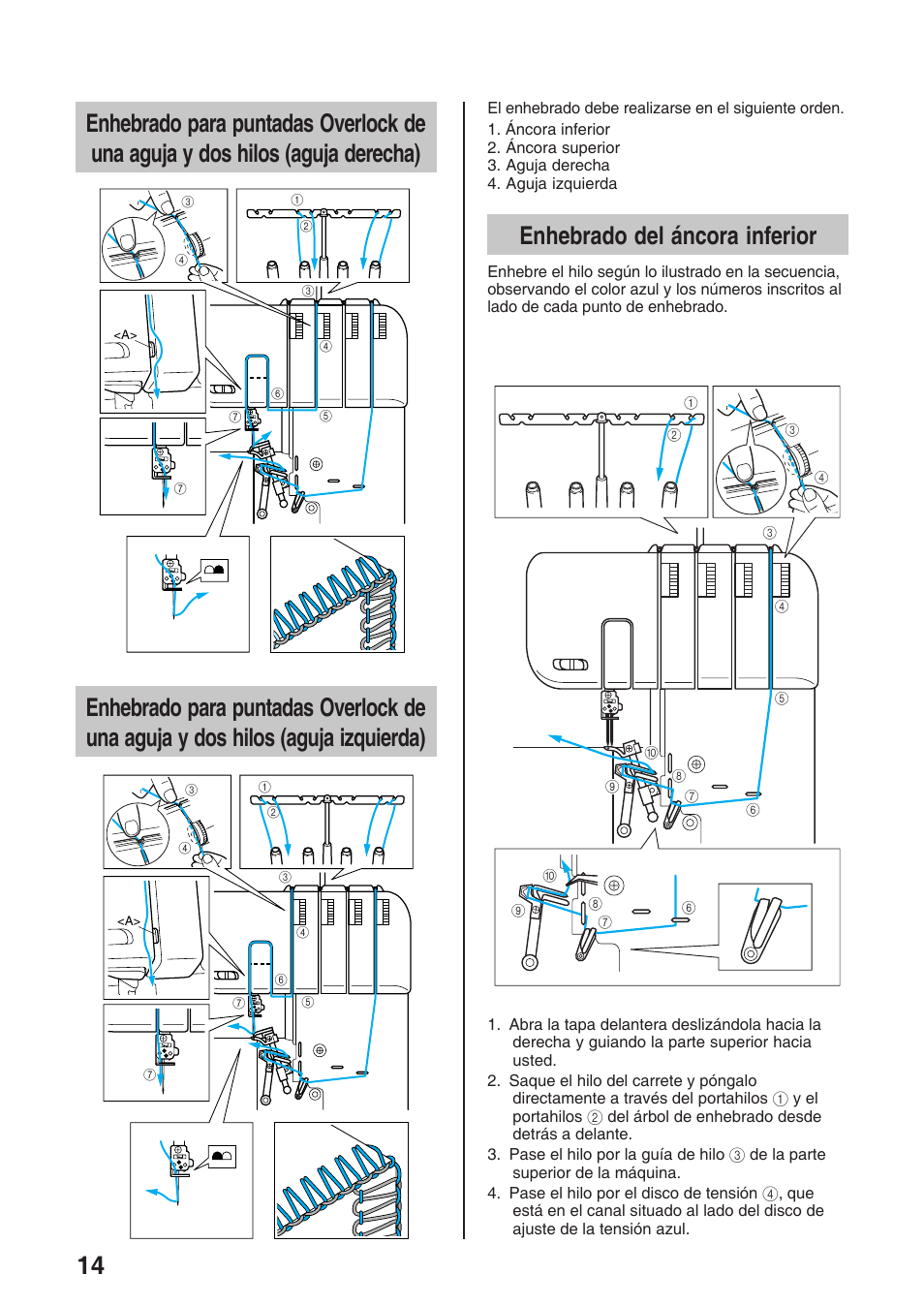 Enhebrado del áncora inferior | Brother 4234D User Manual | Page 56 / 80