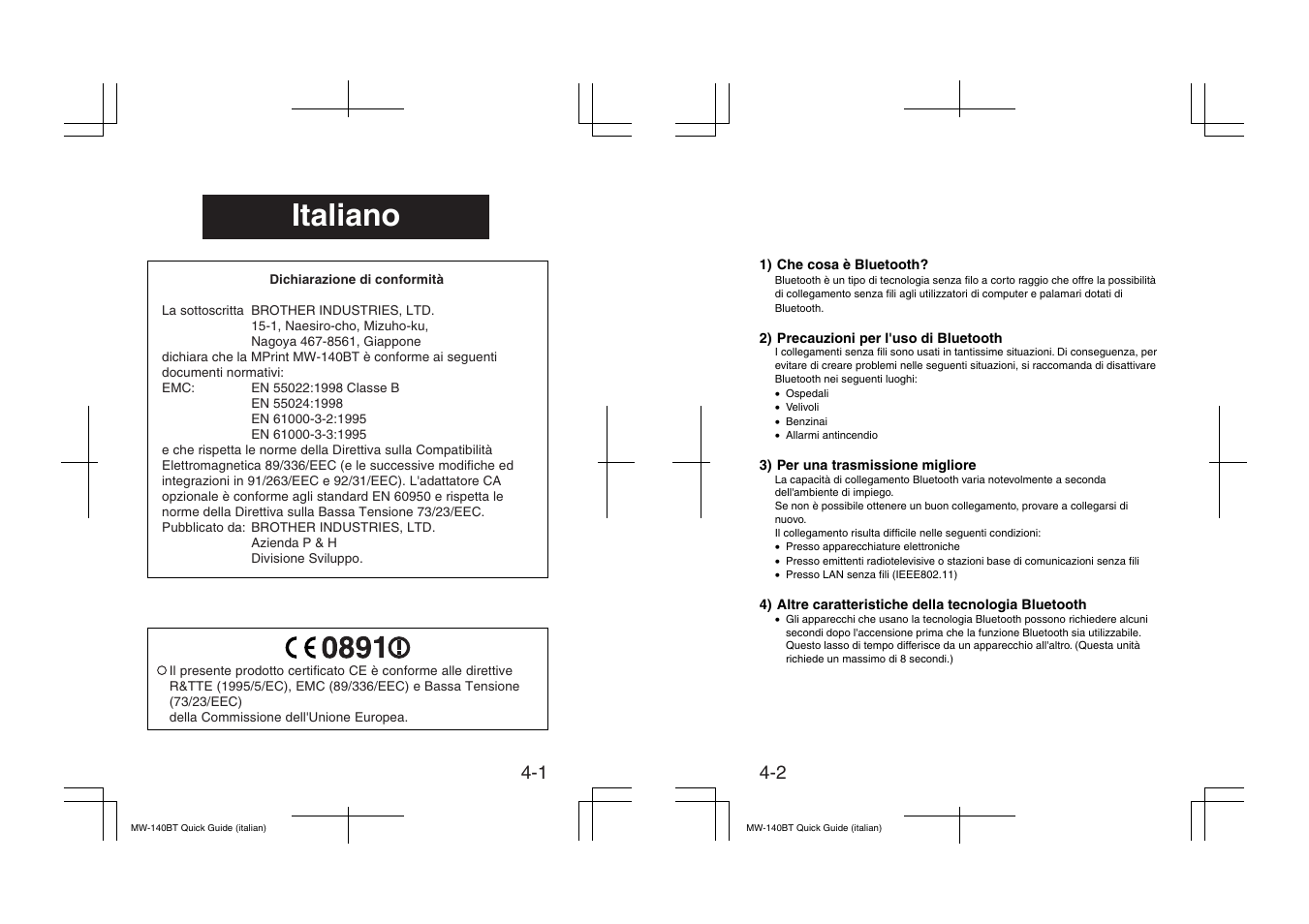 Italiano | Brother MW-140BT User Manual | Page 20 / 56