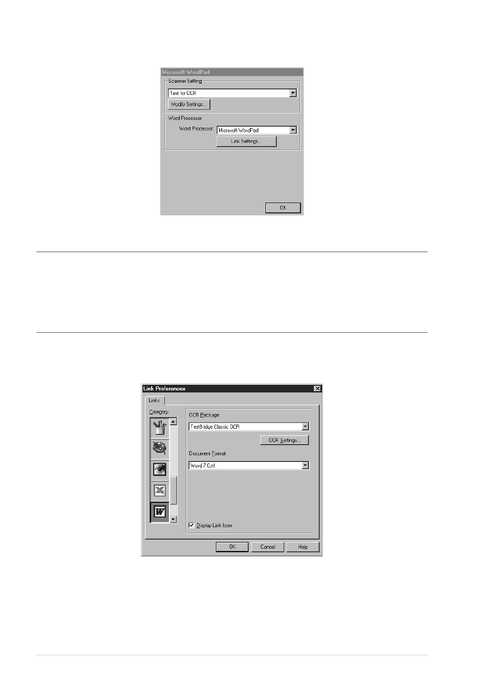 Scan to word processor, Scanner settings, Word processor | Brother MFC-9760 User Manual | Page 60 / 109