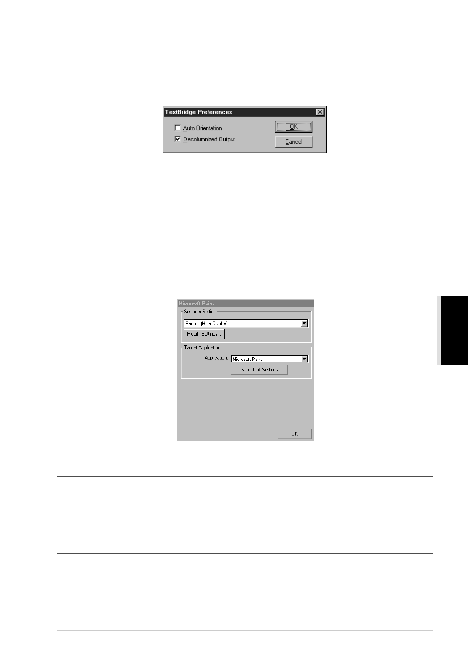 User defined button, Scanner settings, Target application | Brother MFC-9760 User Manual | Page 61 / 109