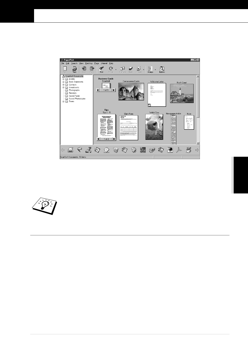 Viewing items in scansoft™ paperport® for brother, Chapter 6, Using scansoft | Paperport, For brother and, Scansoft, Textbridge, For brother and scansoft, Viewing items in scansoft, For brother | Brother MFC-9760 User Manual | Page 63 / 109