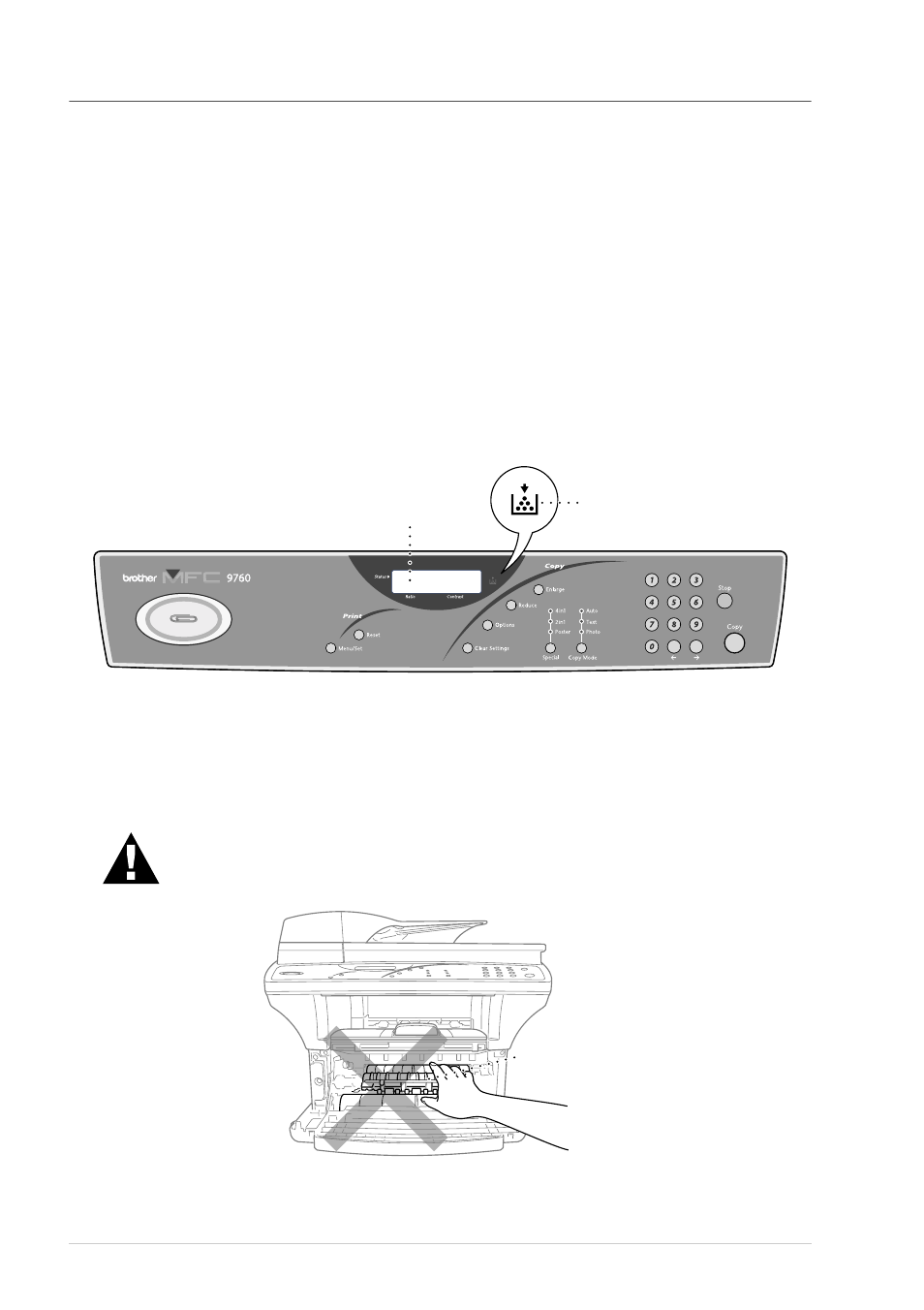 Replacing the toner cartridge, Toner empty indicator, Steps for replacing toner cartridge | Brother MFC-9760 User Manual | Page 90 / 109