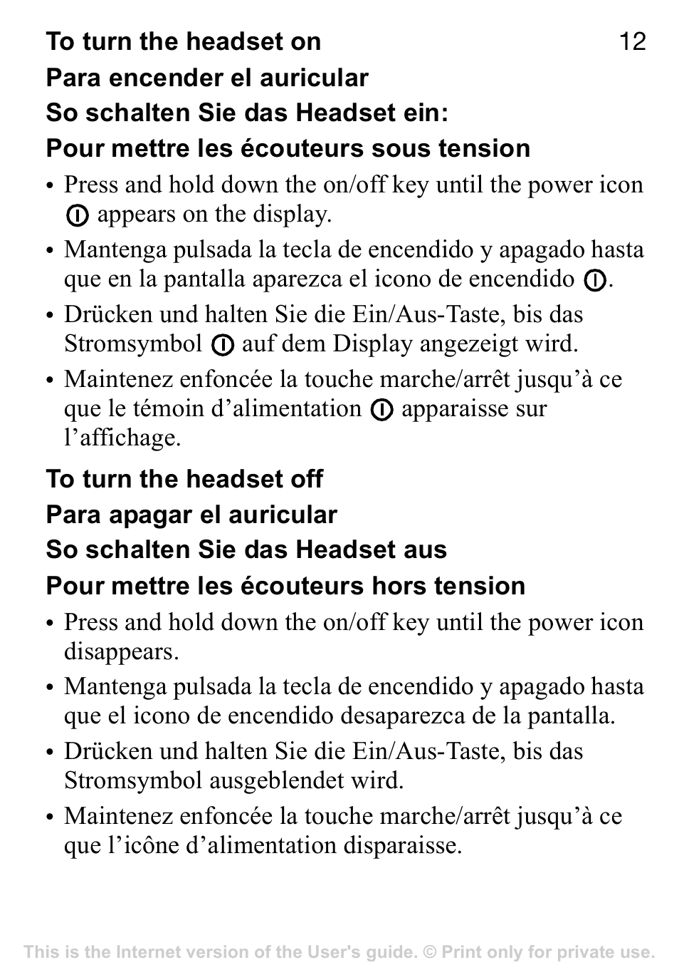 Sony Ericsson Stereo-Bluetooth-Headset HBH-DS220(DS220) User Manual | Page 12 / 36