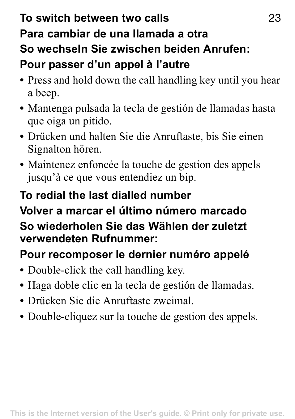 Sony Ericsson Stereo-Bluetooth-Headset HBH-DS220(DS220) User Manual | Page 23 / 36