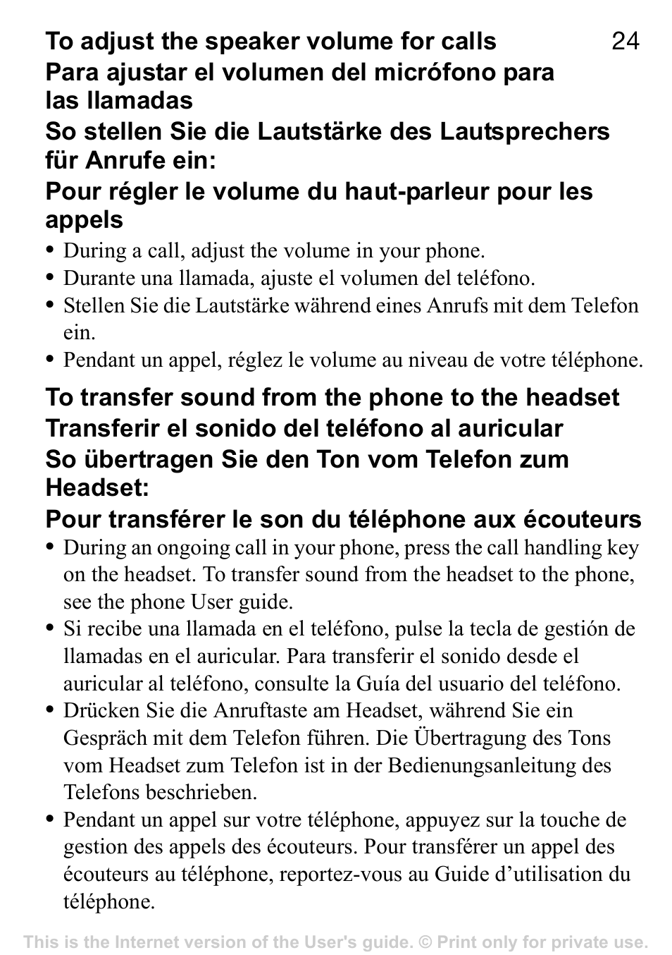 Sony Ericsson Stereo-Bluetooth-Headset HBH-DS220(DS220) User Manual | Page 24 / 36