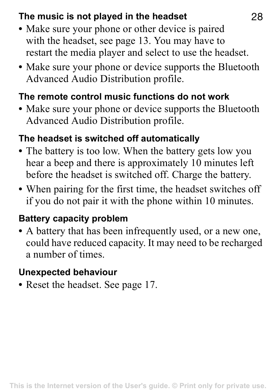 Sony Ericsson Stereo-Bluetooth-Headset HBH-DS220(DS220) User Manual | Page 28 / 36