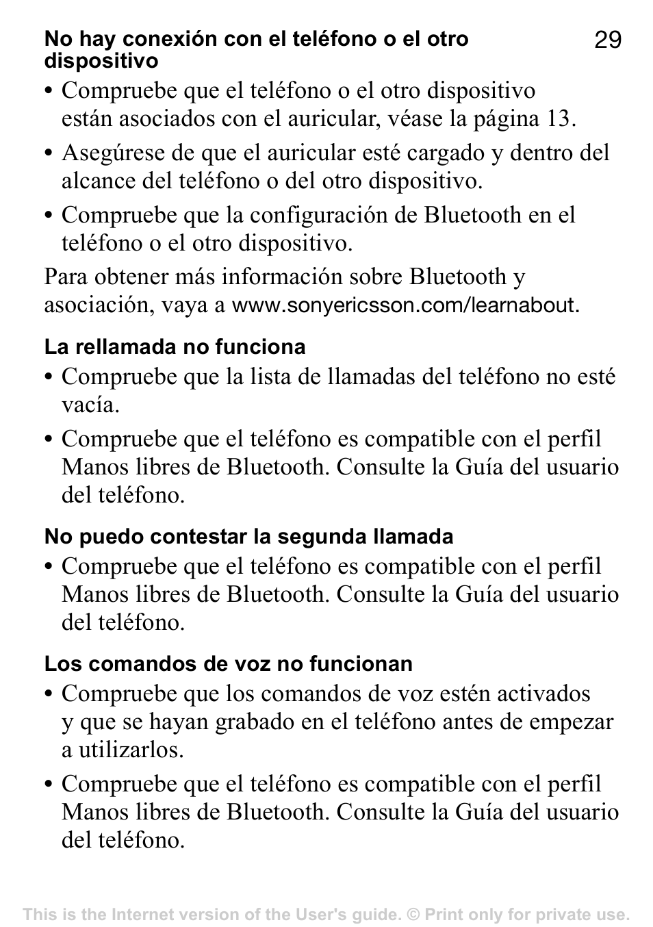 Sony Ericsson Stereo-Bluetooth-Headset HBH-DS220(DS220) User Manual | Page 29 / 36