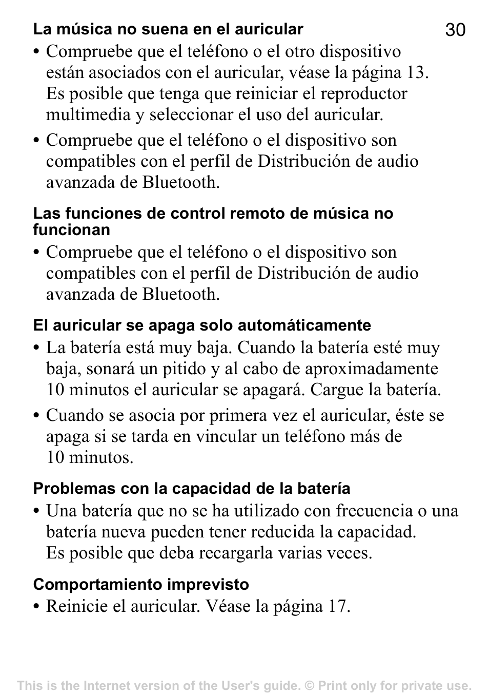 Sony Ericsson Stereo-Bluetooth-Headset HBH-DS220(DS220) User Manual | Page 30 / 36