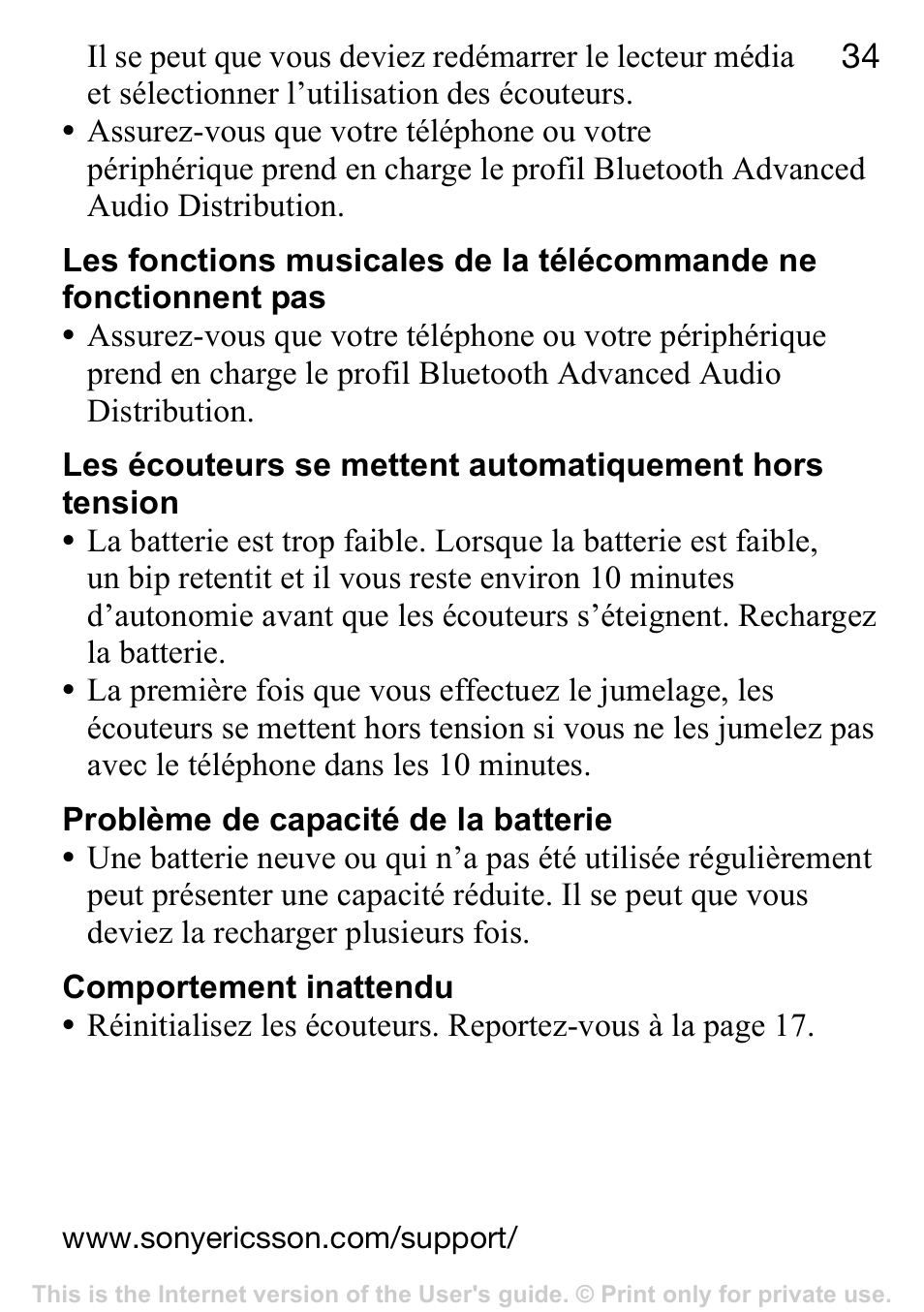 Sony Ericsson Stereo-Bluetooth-Headset HBH-DS220(DS220) User Manual | Page 34 / 36
