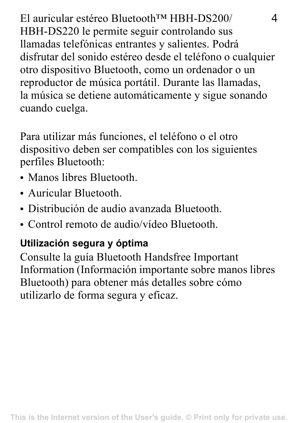 Sony Ericsson Stereo-Bluetooth-Headset HBH-DS220(DS220) User Manual | Page 4 / 36