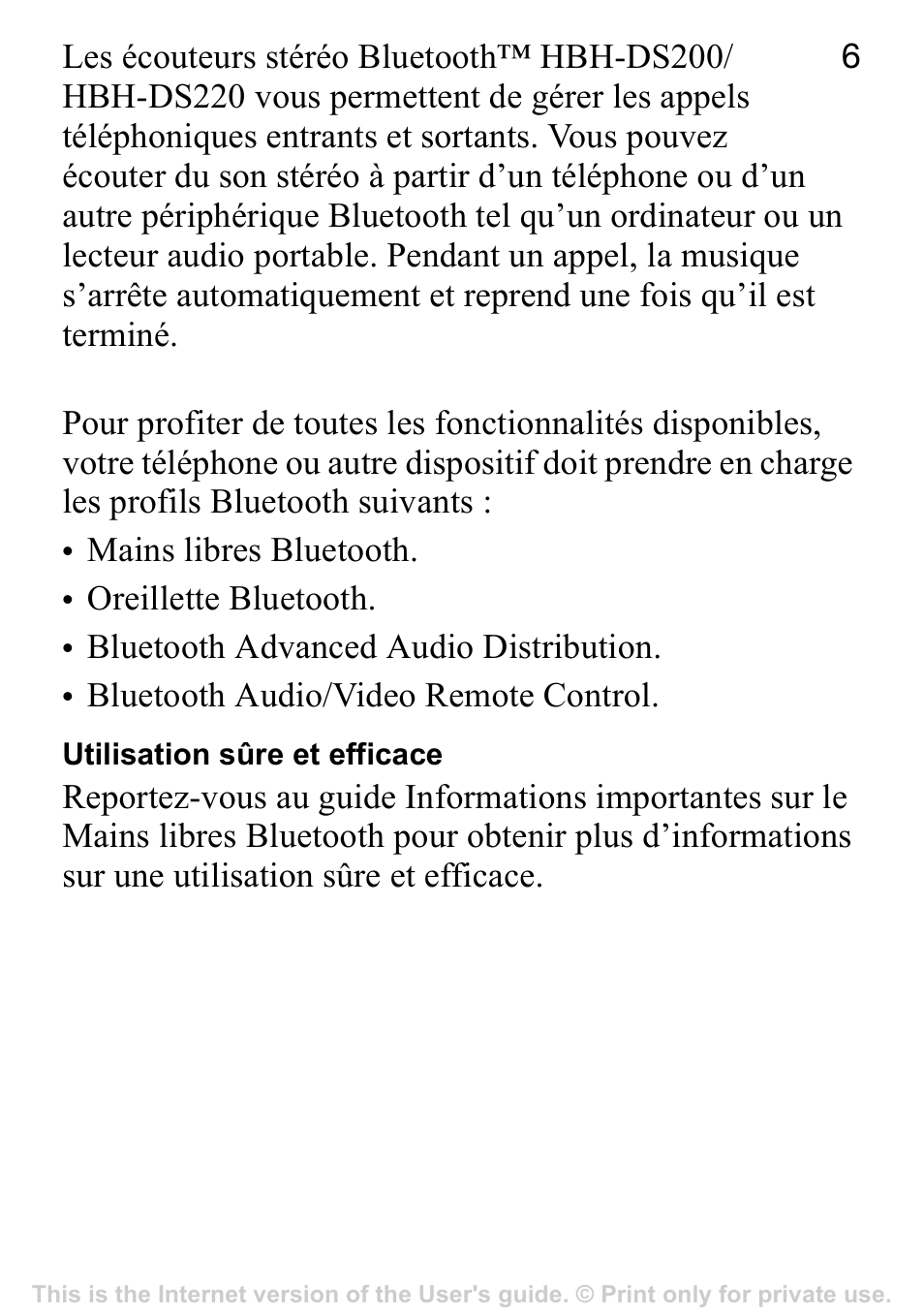 Sony Ericsson Stereo-Bluetooth-Headset HBH-DS220(DS220) User Manual | Page 6 / 36
