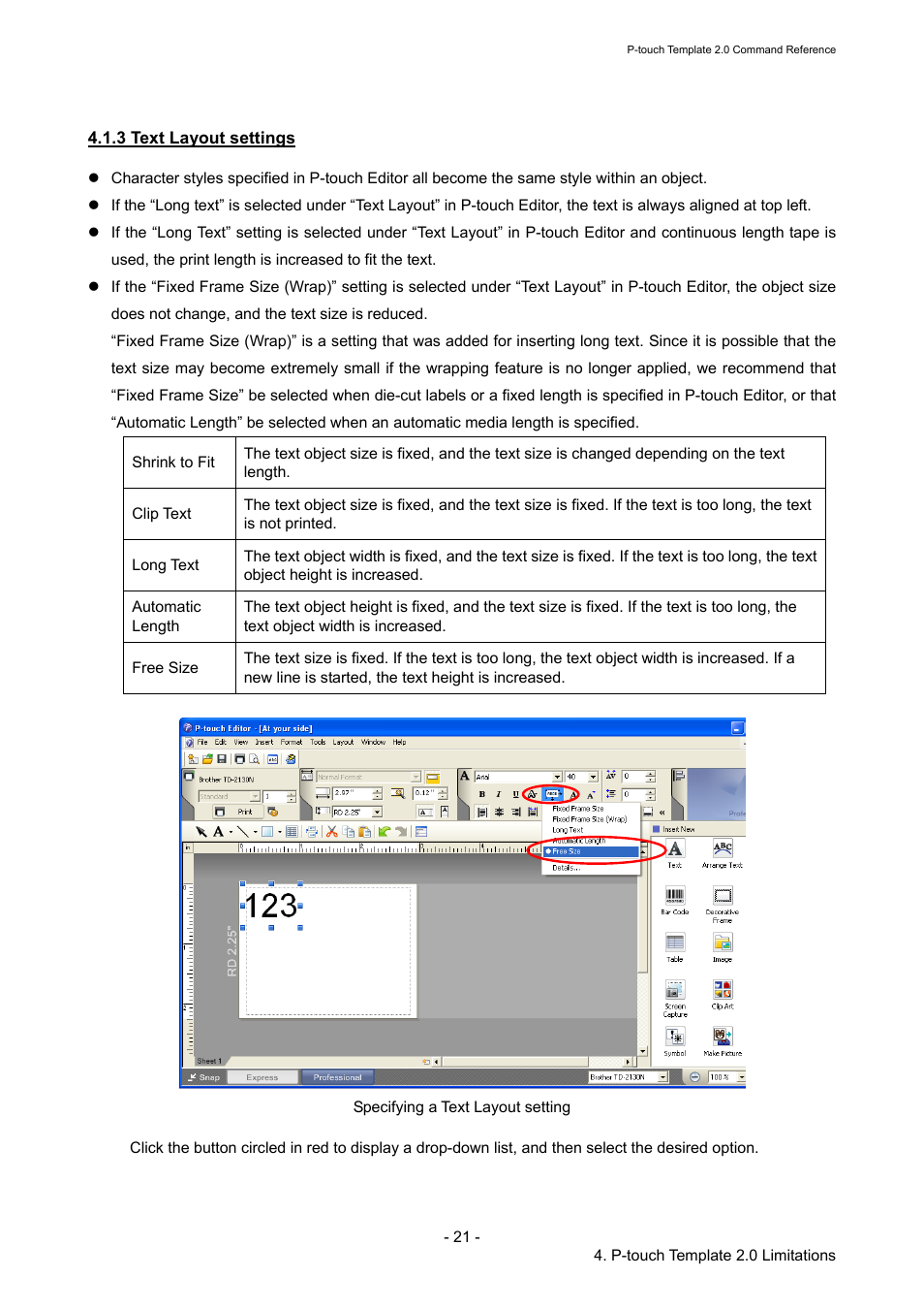 3 text layout settings | Brother TD-2120N User Manual | Page 27 / 115