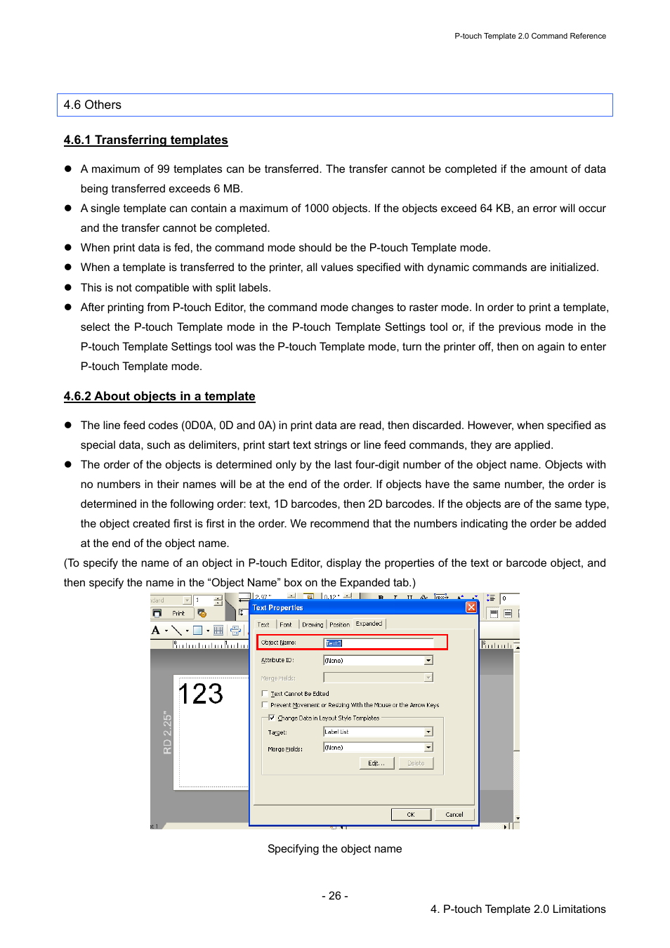 6 others, 1 transferring templates, 2 about objects in a template | Brother TD-2120N User Manual | Page 32 / 115