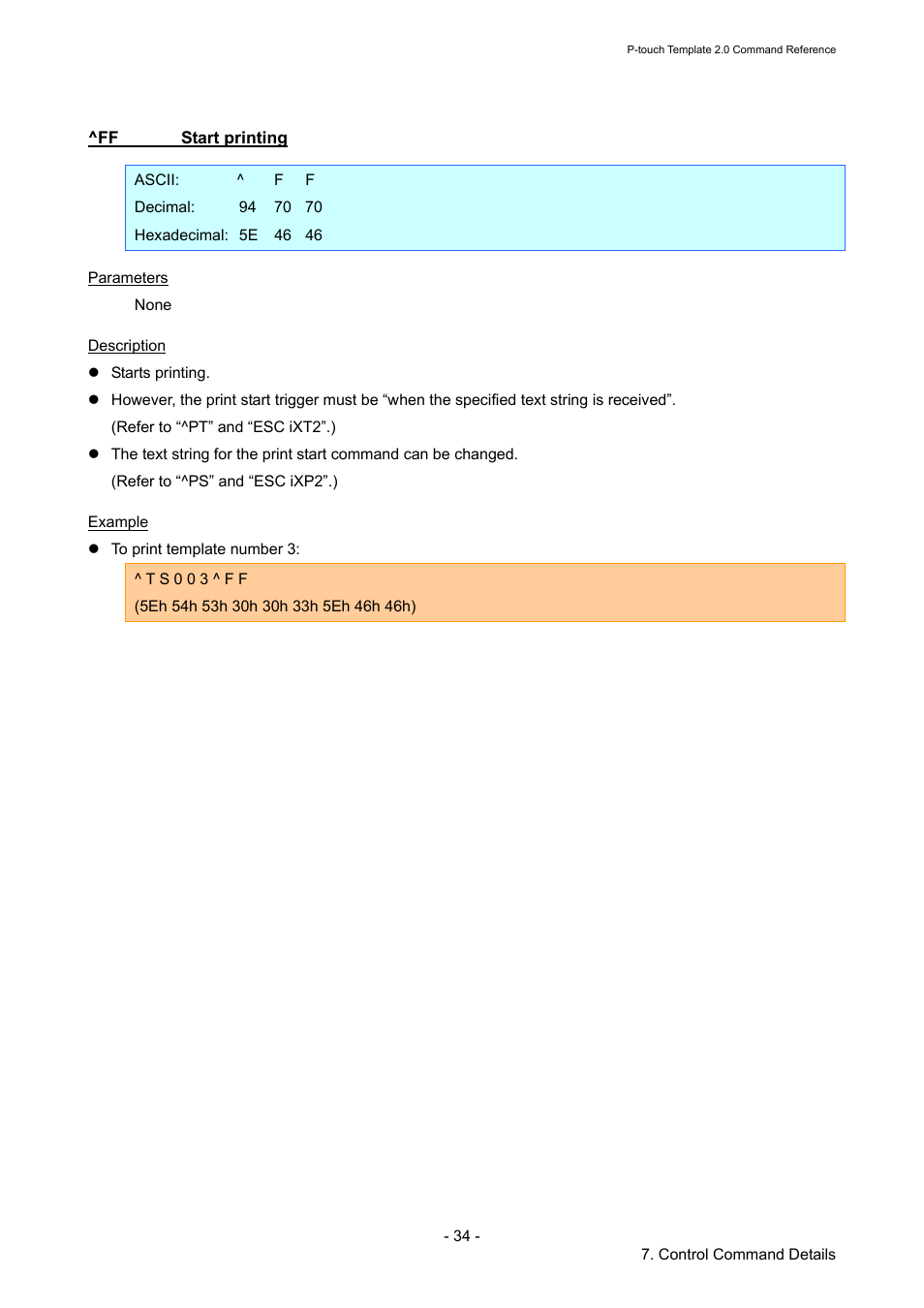 Ff start printing, Start printing | Brother TD-2120N User Manual | Page 40 / 115