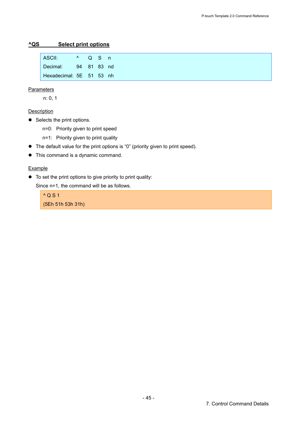 Qs select print options, Select print options | Brother TD-2120N User Manual | Page 51 / 115