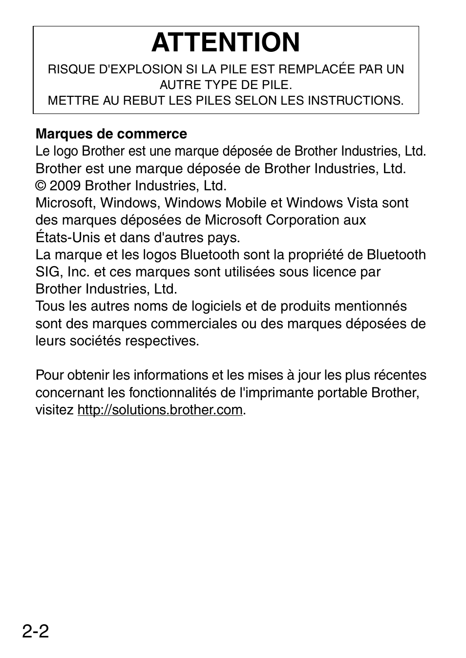 Attention | Brother MW-145BT User Manual | Page 13 / 92