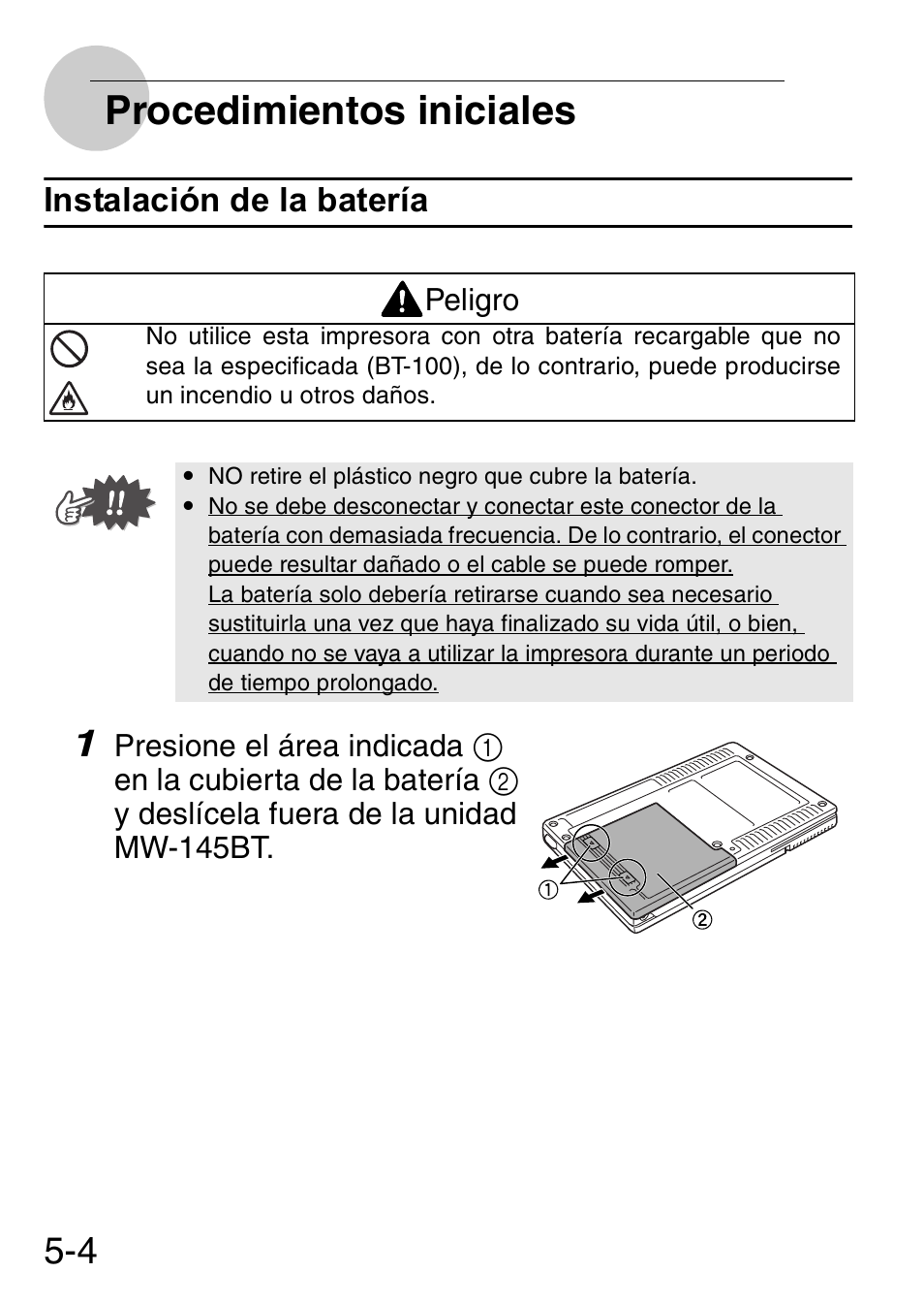 Procedimientos iniciales | Brother MW-145BT User Manual | Page 45 / 92