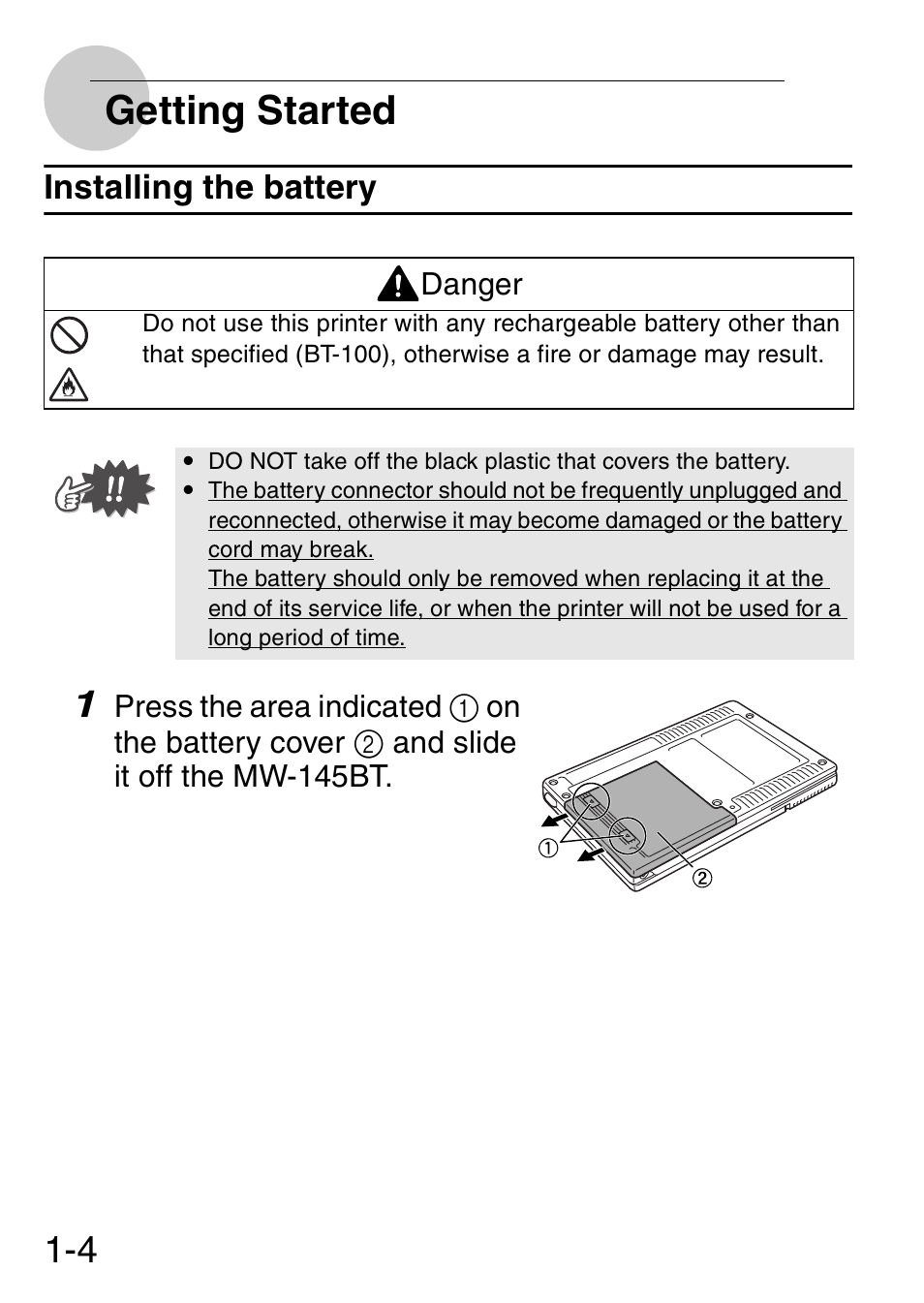 Getting started | Brother MW-145BT User Manual | Page 5 / 92