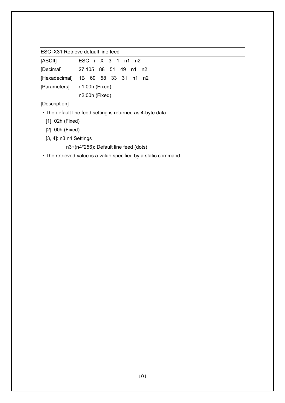 Esc ix31 retrieve default line feed | Brother TD-4100N User Manual | Page 101 / 115