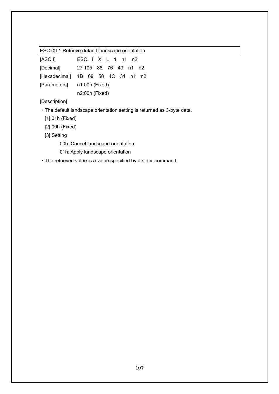 Esc ixl1 retrieve default landscape orientation | Brother TD-4100N User Manual | Page 107 / 115