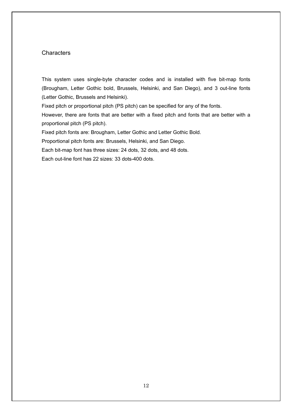 Characters | Brother TD-4100N User Manual | Page 12 / 115
