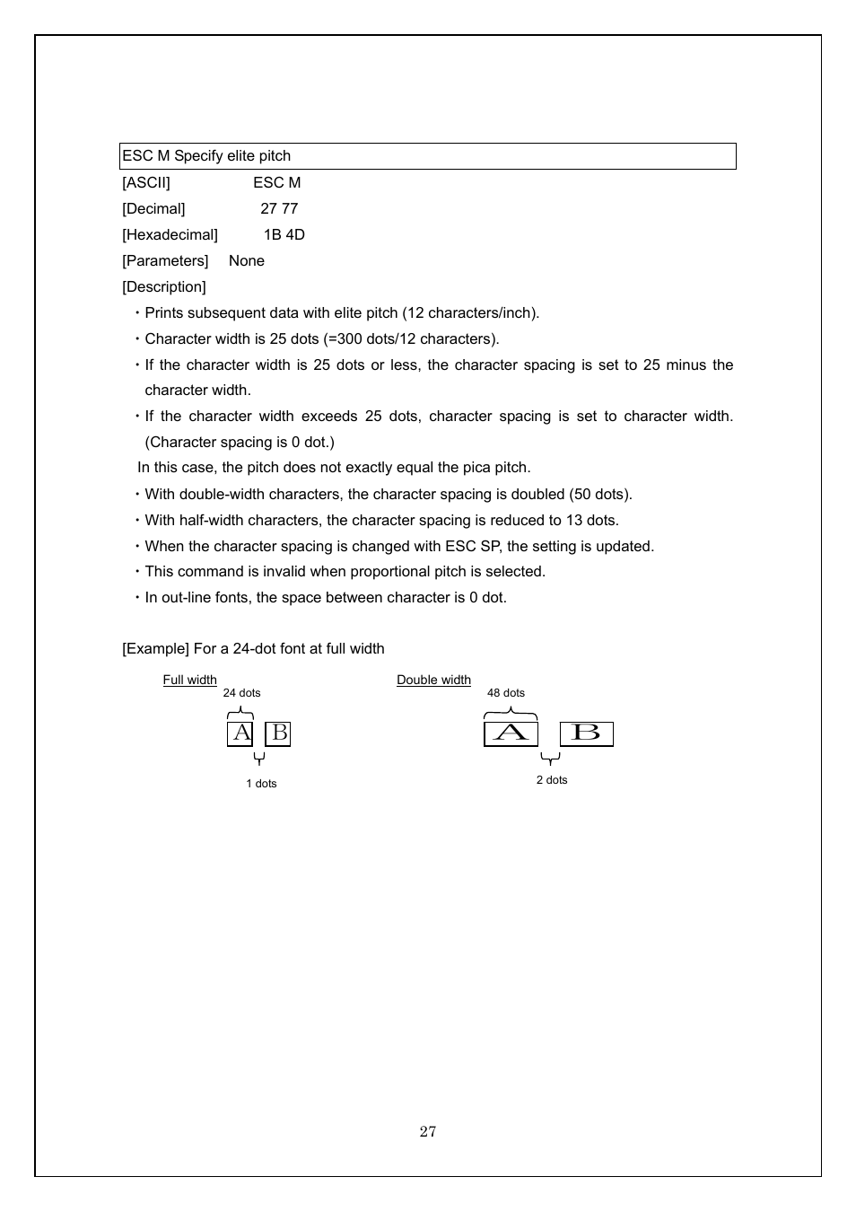 Esc m specify elite pitch | Brother TD-4100N User Manual | Page 27 / 115