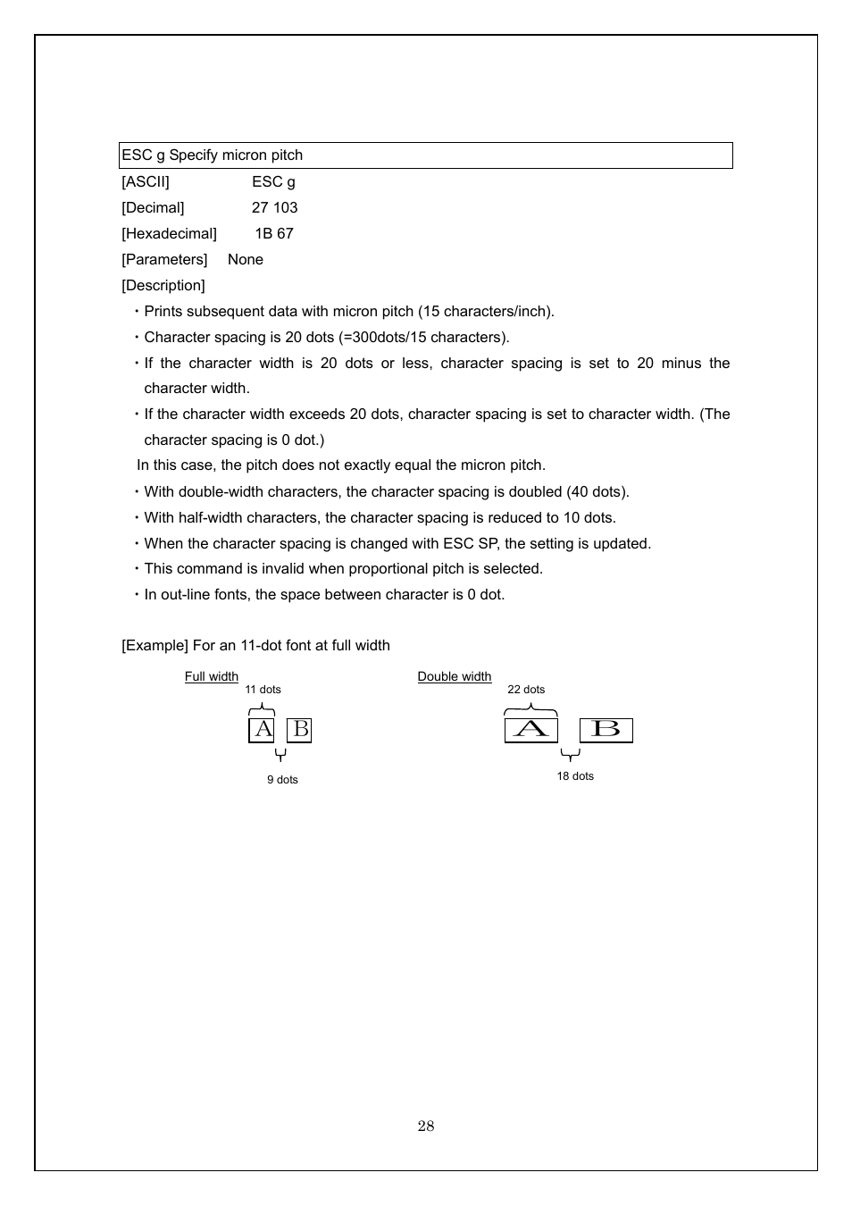 Esc g specify micron pitch | Brother TD-4100N User Manual | Page 28 / 115