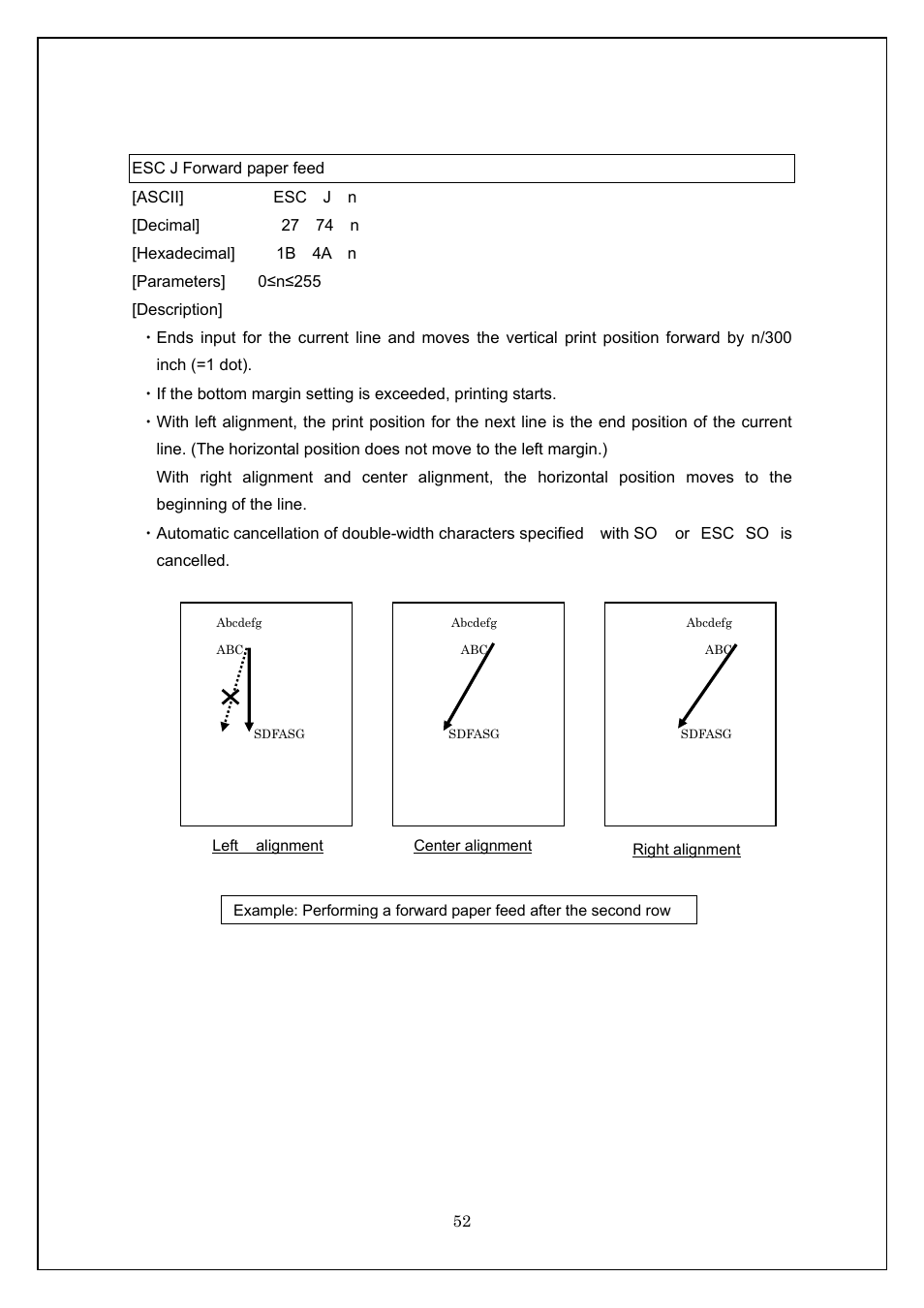 Esc j forward paper feed | Brother TD-4100N User Manual | Page 52 / 115