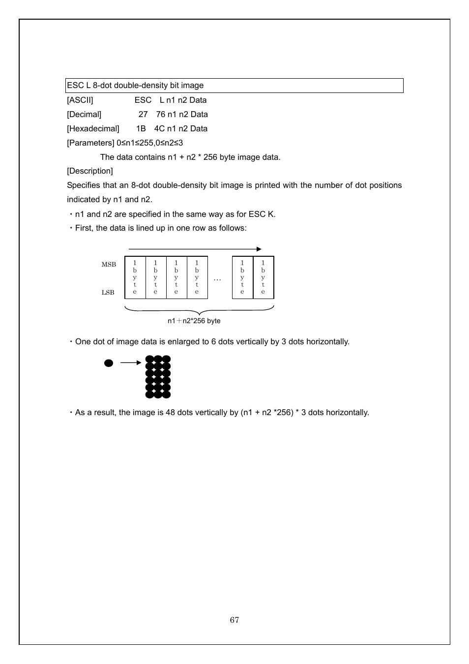 Esc l 8-dot double-density bit image | Brother TD-4100N User Manual | Page 67 / 115