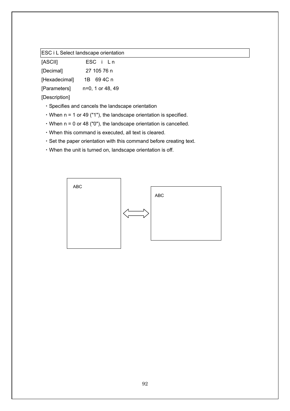 Esc i l select landscape orientation | Brother TD-4100N User Manual | Page 92 / 115