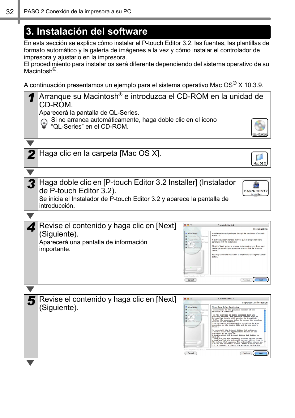 Instalación del software | Brother QL-500 User Manual | Page 90 / 118