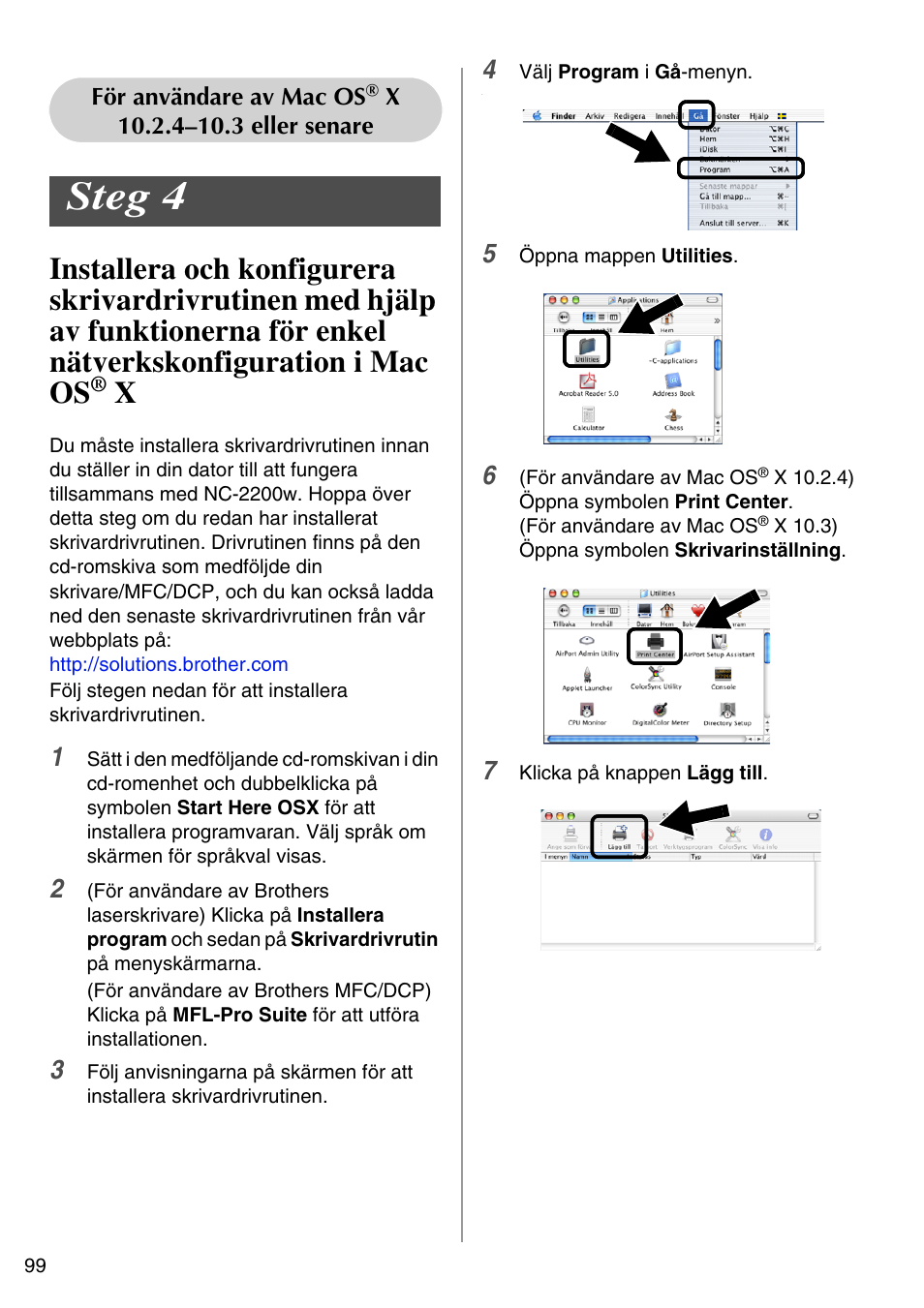 På sidan, Steg 4, English | Brother NC-2200W User Manual | Page 100 / 159
