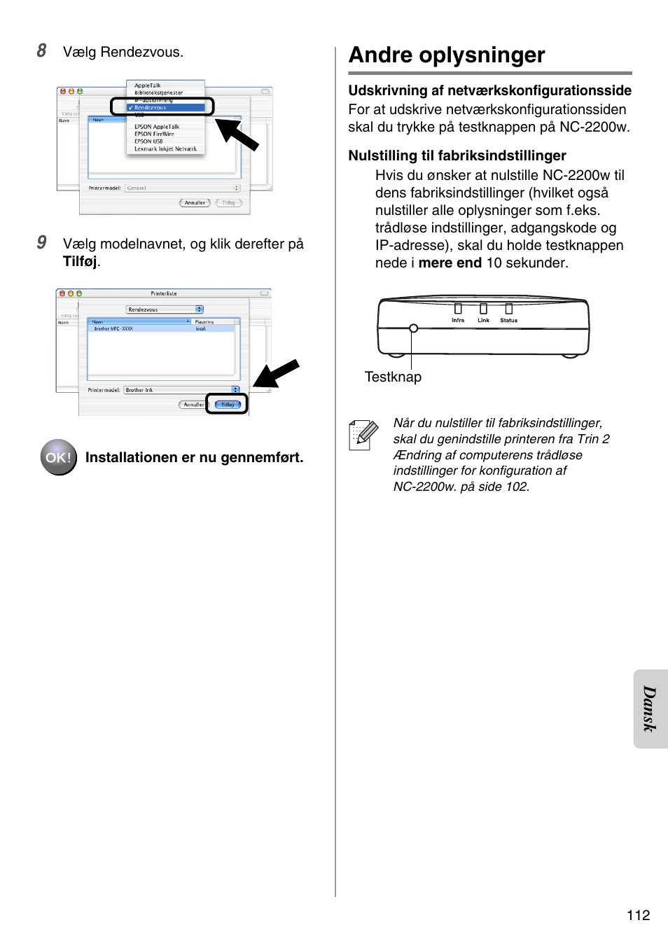 Andre oplysninger, English | Brother NC-2200W User Manual | Page 113 / 159